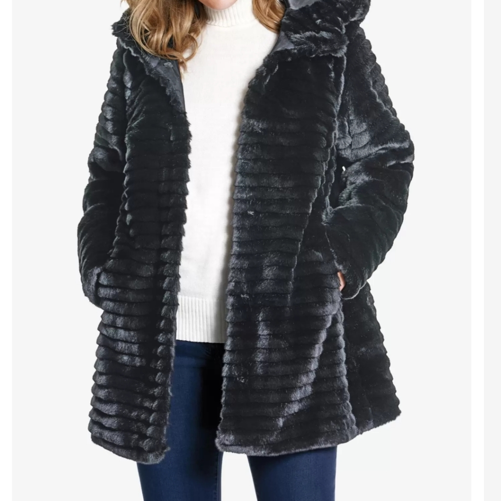 Faux fur coat worn twice.